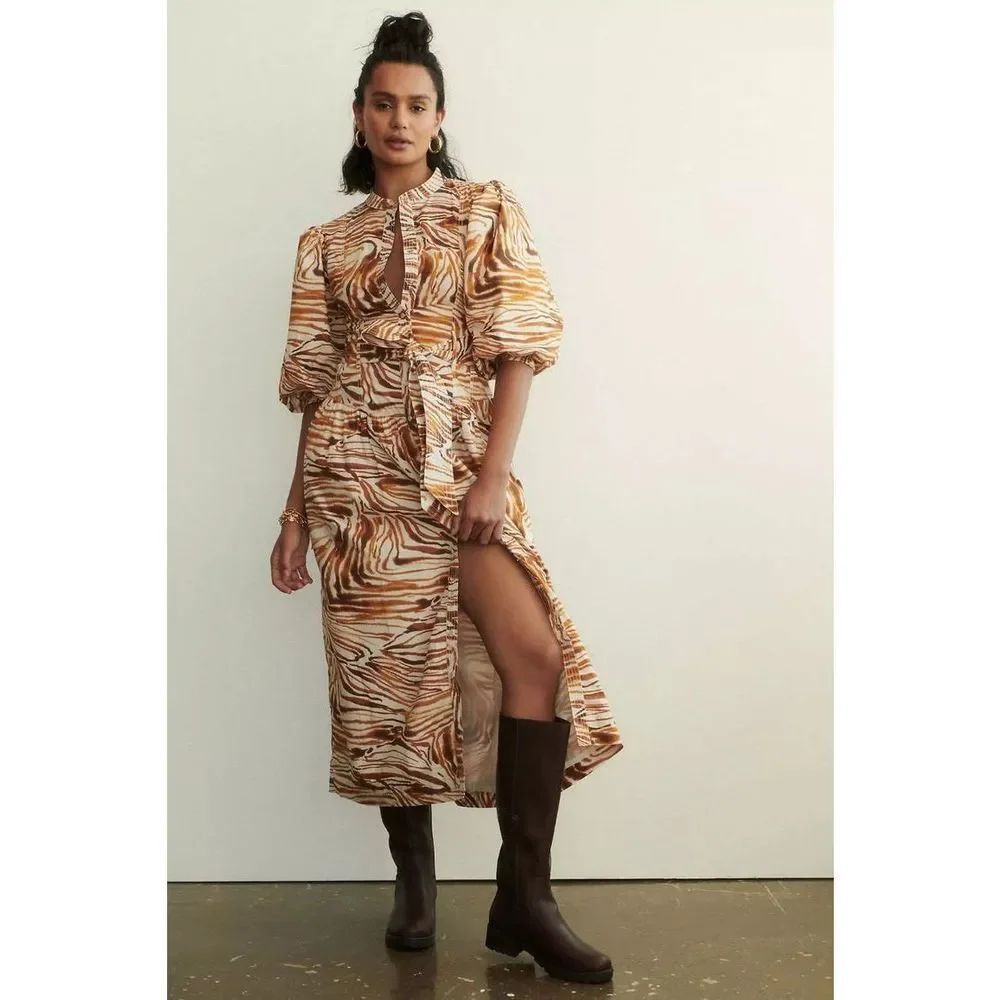 Anthropologie Honey Puff-Sleeved Midi Dress